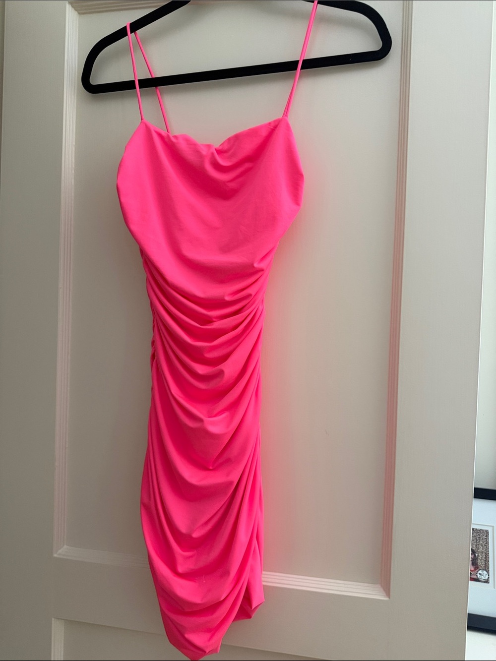 XS New without tags Neon Pink Draped Midi Dress